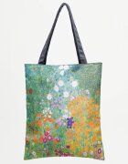Shopika Geanta shopper din material textil imprimata cu model inspirat dupa Camp cu maci de Claude Mon