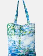 Shopika Geanta shopper din material textil imprimata cu model inspirat dupa Nuferii de Claude Monet