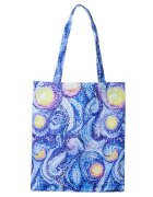 Shopika Geanta shopper din material textil imprimeu abstract mov si galben