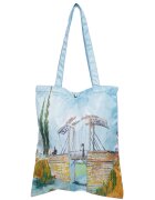 Shopika Geanta shopper din material textil satinat cu imprimeu inspirat din o pictura cu pod