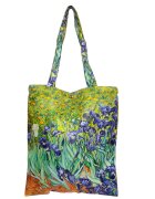 Shopika Geanta shopper din material textil satinat cu imprimeu inspirat din pictura Irisi a lui Vincen