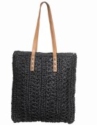 Shopika Geanta shopper impletita cu manere din piele ecologica negru