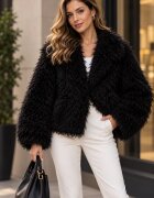 Shopika Haina scurta tip shaggy din blanita ecologica neagra super pufoasa
