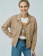 Shopika Jacheta cu croi lejer casual cu elastic in talie si buzunare aplicate camel deschis