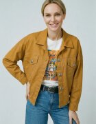 Shopika Jacheta cu croi lejer casual cu elastic in talie si buzunare aplicate galben mustar