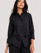 Shopika Jacheta dama cu croi arhitectural fronseu si guler tunica neagra