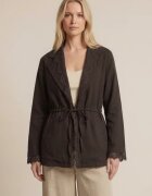Shopika Jacheta lejera cu snur in talie si insertii dantela stil elegant natural maro