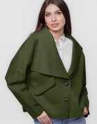 Shopika Jacheta scurta oversize din stofa kaki