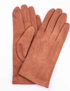 Shopika Manusi dama camel din material textil catifelat