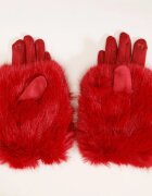 Shopika Manusi dama din material textil catifelat si suprapunere de blanita bordo
