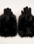 Shopika Manusi dama din material textil catifelat si suprapunere de blanita negre