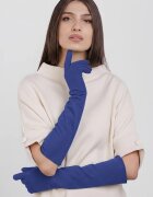 Shopika Manusi dama foarte lungi si simple din material textil catifelat albastru
