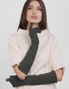 Shopika Manusi dama foarte lungi si simple din material textil catifelat gri inchis