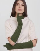 Shopika Manusi dama foarte lungi si simple din material textil catifelat kaki