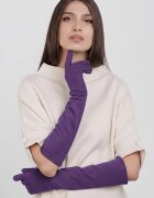 Shopika Manusi dama foarte lungi si simple din material textil catifelat mov