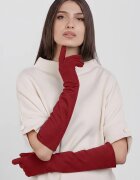 Shopika Manusi dama foarte lungi si simple din material textil catifelat rosu inchis