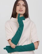 Shopika Manusi dama foarte lungi si simple din material textil catifelat turcoaz inchis
