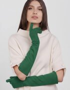 Shopika Manusi dama foarte lungi si simple din material textil catifelat verde