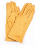 Shopika Manusi dama galben mustar din material textil catifelat