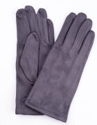 Shopika Manusi dama gri inchis din material textil catifelatat