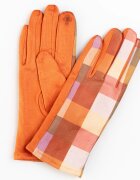 Shopika Manusi dama imprimeu patrate multicolore pe fond portocaliu material catifelat