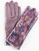 Shopika Manusi dama imprimeu pictural abstract pe fond lila material catifelat