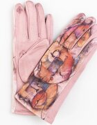 Shopika Manusi dama imprimeu pictural abstract pe fond roz material catifelat