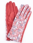 Shopika Manusi dama imprimeu pisici cu ochi mari pe fond caramiziu material catifelat