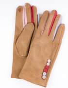Shopika Manusi dama textil camel clasice cu nasturi colorati