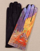 Shopika Manusi dama textil cu imprimeu inspirat din pictura celebra Cafeneaua de Van Gogh