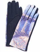 Shopika Manusi dama textil cu imprimeu inspirat dintr-o pictura impresionista cu peisaj nocturn