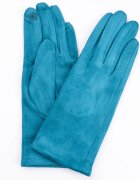 Shopika Manusi dama turcoaz din material textil catifelatat