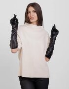 Shopika Manusi elegante lungi de dama din piele naturala neagra
