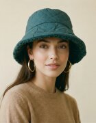 Shopika Palarie clos reversibila cu o fata blanita si o fata aspect matlasat turcoaz inchis