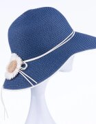 Shopika Palarie de paie impletita cu decoratiune margareta bleumarin