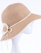 Shopika Palarie de paie impletita cu decoratiune margareta camel