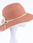 Shopika Palarie de paie impletita cu decoratiune margareta caramiziu deschis