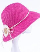 Shopika Palarie de paie impletita cu decoratiune margareta fucsia