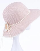 Shopika Palarie de paie impletita cu decoratiune margareta roz deschis