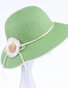 Shopika Palarie de paie impletita cu decoratiune margareta verde