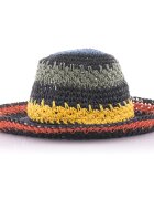 Shopika Palarie de paie impletita cu dungi multicolore pe fond negru