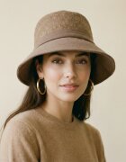Shopika Palarie flexibila de lana si stofa cu bor mic si funda la spate bej inchis