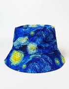 Shopika Palarie tip bucket unisex cu doua fete cu model inspirat dupa pictura celebra Noapte Instelata a