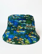 Shopika Palarie tip bucket unisex cu doua fete imprimata cu model inspirat dupa Nuferii de Claude Monet