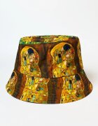 Shopika Palarie tip bucket unisex cu doua fete imprimata cu model inspirat dupa Sarutul lui Klimt