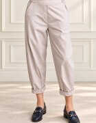 Shopika Pantaloni bej lejeri cu pense croi relaxat talie confortabila