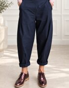 Shopika Pantaloni bleumarin lejeri cu pense croi relaxat talie confortabila