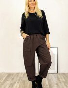 Shopika Pantaloni din jerseu de bumbac cu o parte petrecuta si buzunar lateral