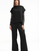 Shopika Pantaloni eleganti cu croiala dreapta lejera negri