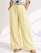 Shopika Pantaloni largi de vara din in cu talie elastica galbeni